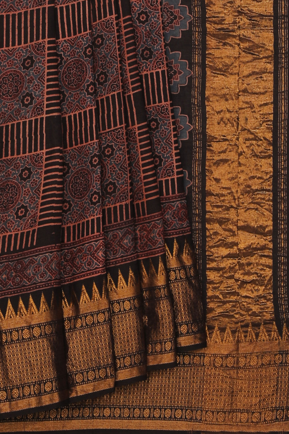 Image of Mangalgiri Ajrakh Printed Saree